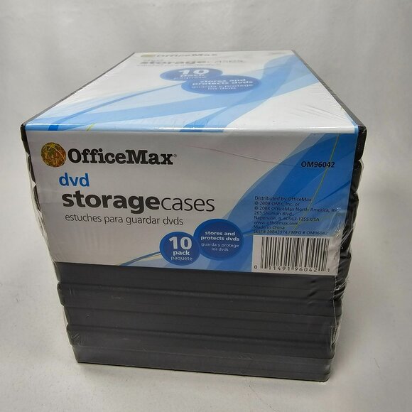 Officemax 10-Pack Dvd Storage Cases Standard Size Black Plastic NEW SEALED - Picture 4 of 4